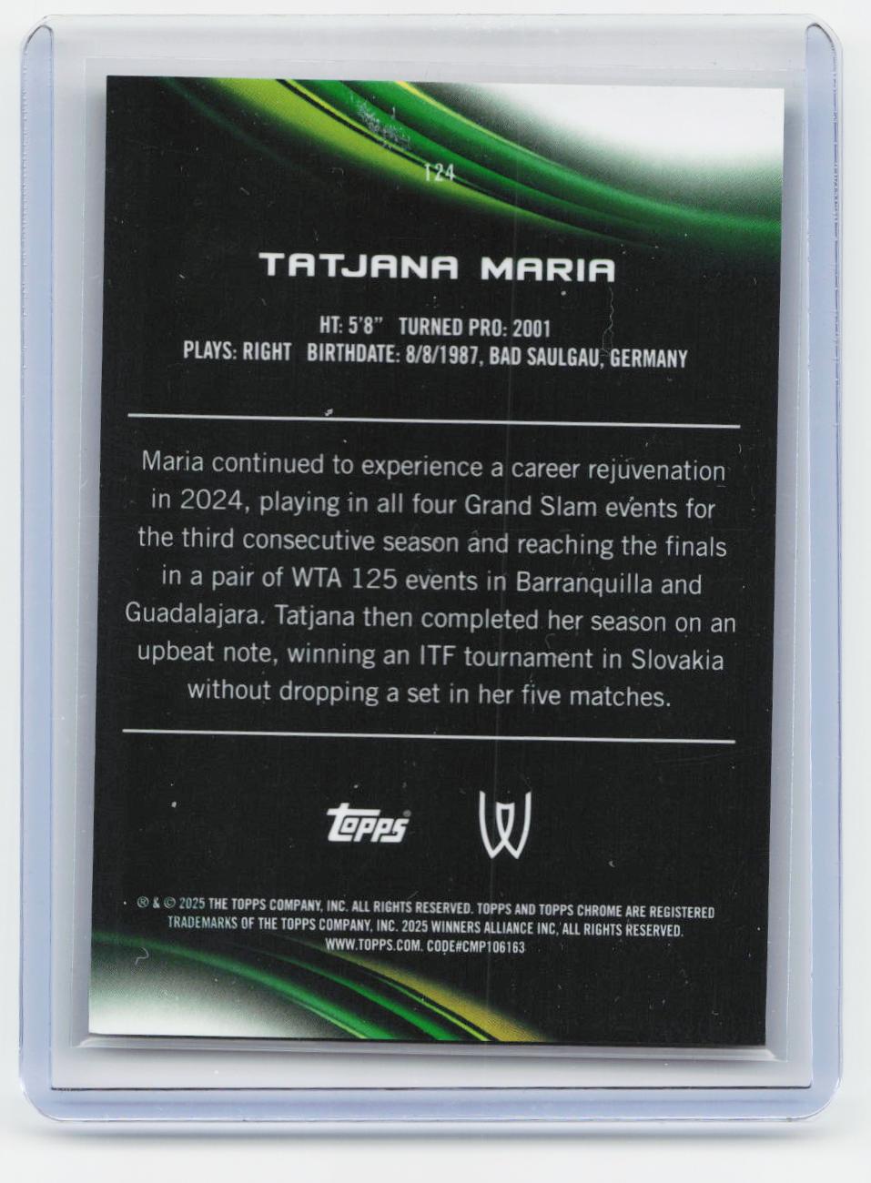 2025 Topps Chrome #124 Tatjana Maria Gold Refractor #/50
