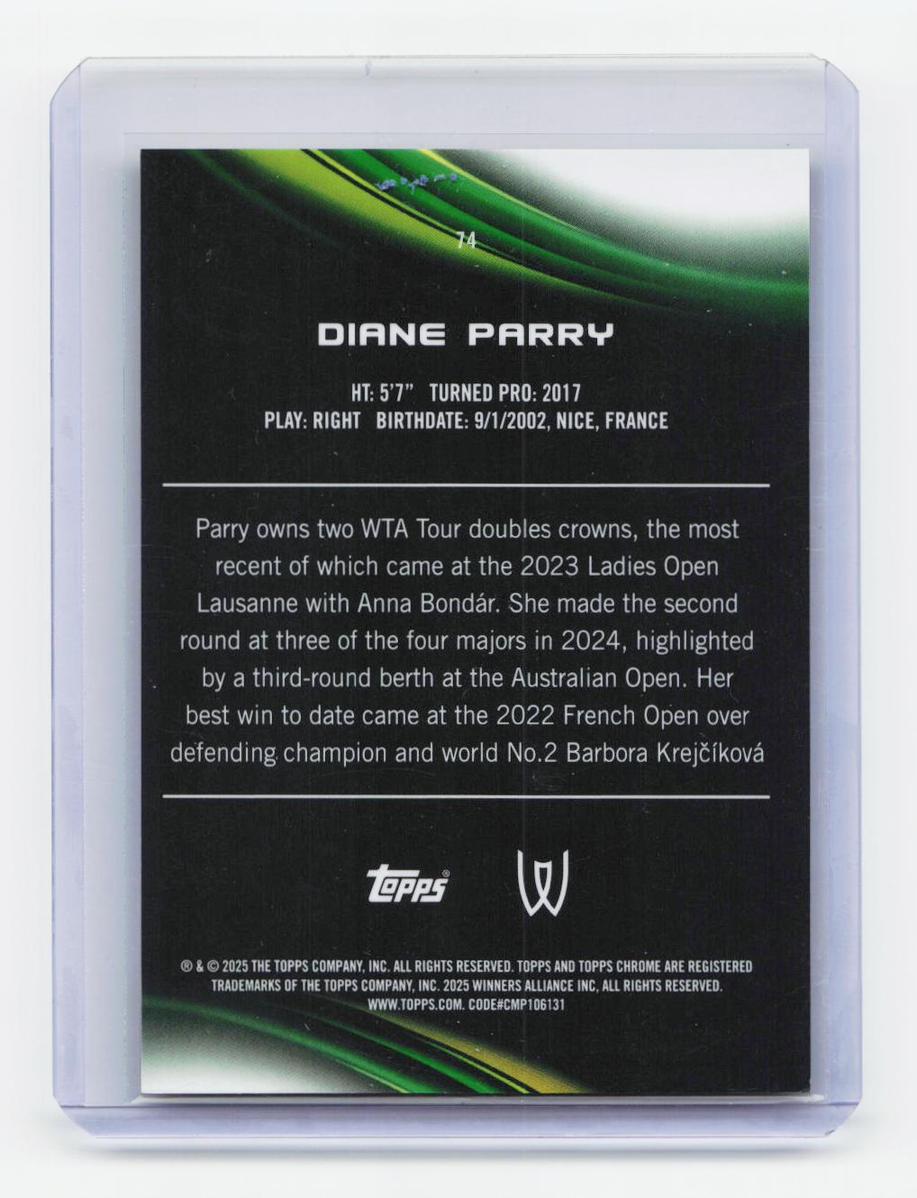 2025 Topps Chrome #74 Diane Parry Gold Refractor #/50