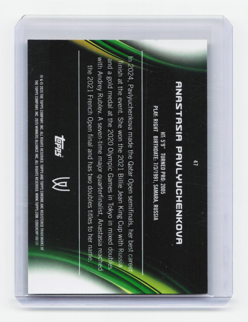 2025 Topps Chrome #47 Anastasia Pavlyuchenkova Gold Refractor #/50