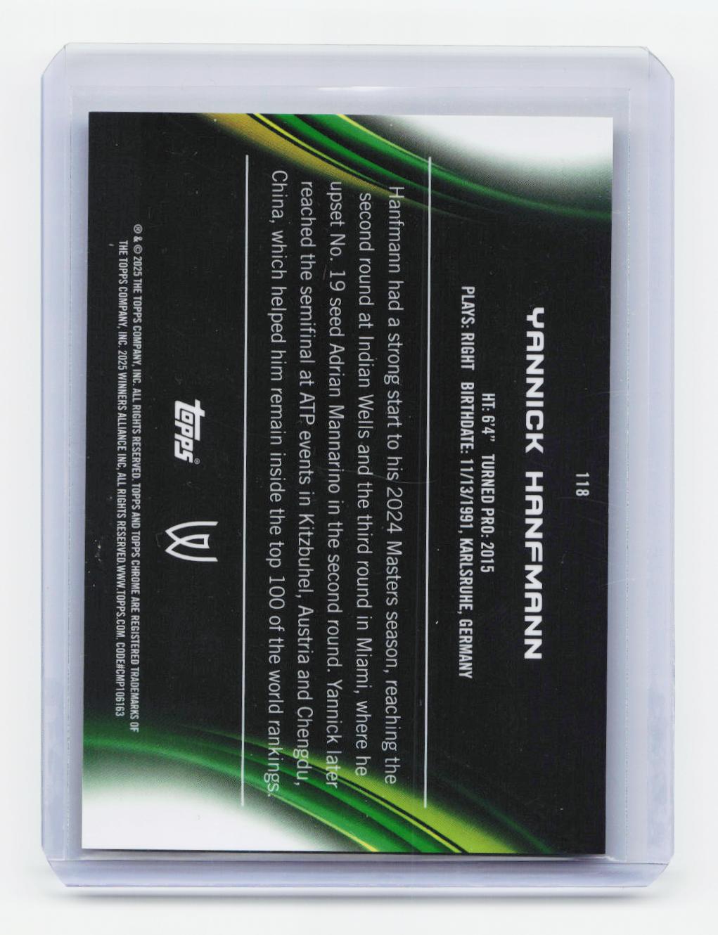 2025 Topps Chrome #118 Yannick Hanfmann Gold Refractor #/50
