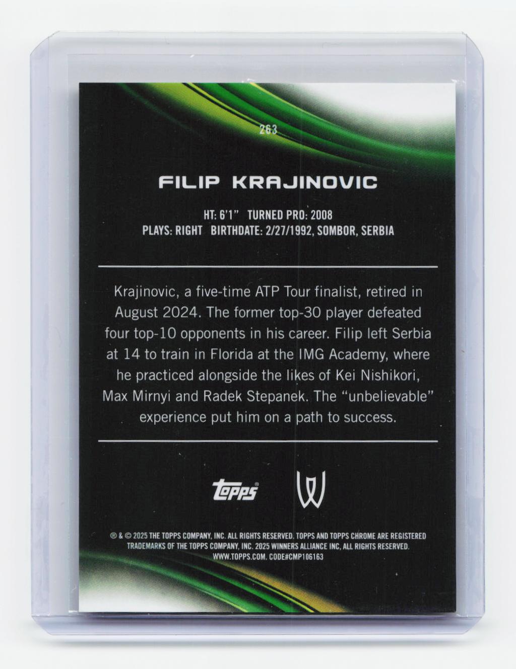 2025 Topps Chrome #263 Filip Krajinovic Gold Refractor #/50