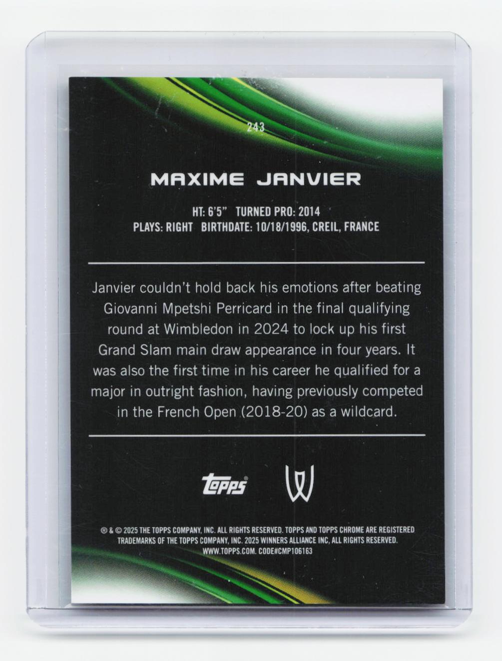2025 Topps Chrome #243 Maxime Janvier Gold Refractor #/50