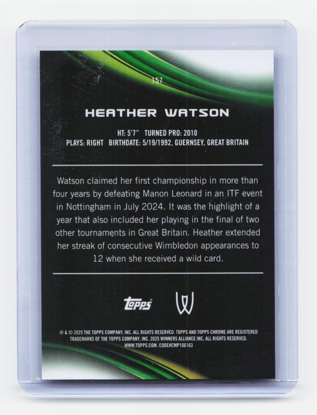 2025 Topps Chrome #157 Heather Watson Gold Geometric Refractor #/50