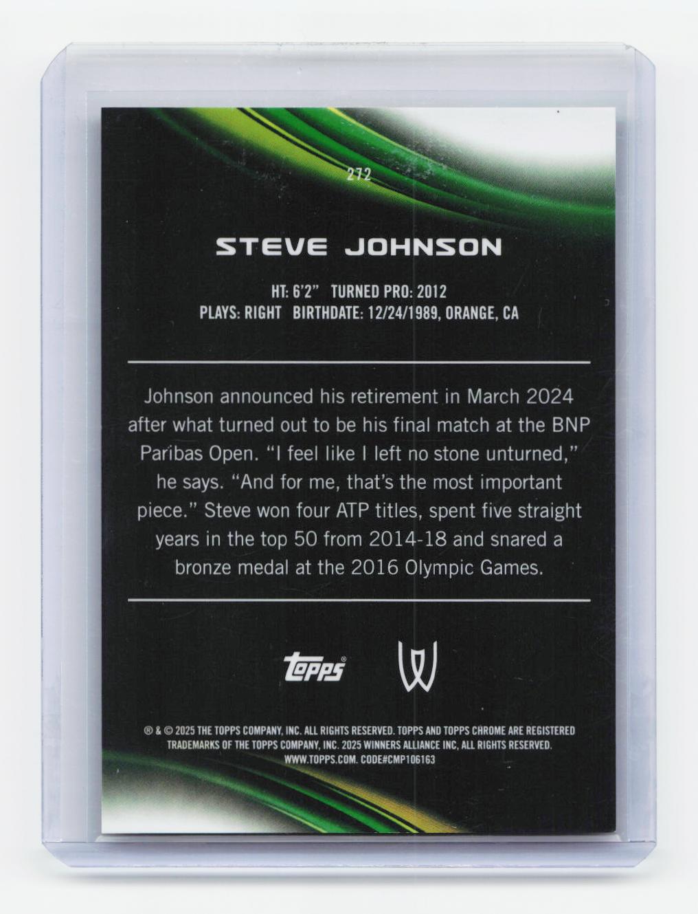 2025 Topps Chrome #272 Steve Johnson Gold Refractor #/50