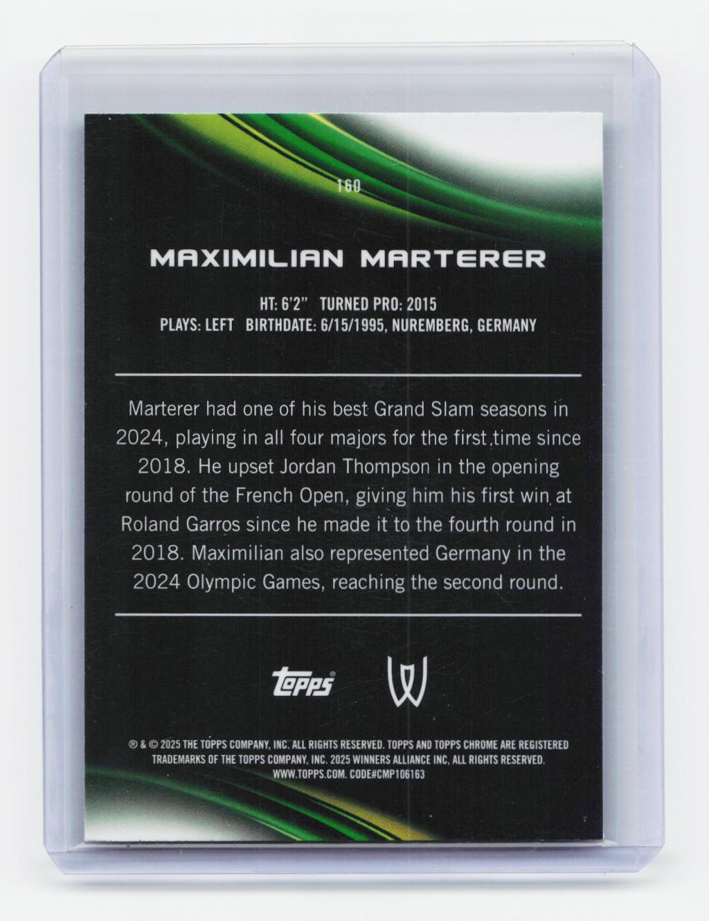 2025 Topps Chrome #160 Maximilian Marterer Purple/Green Refractor #/125