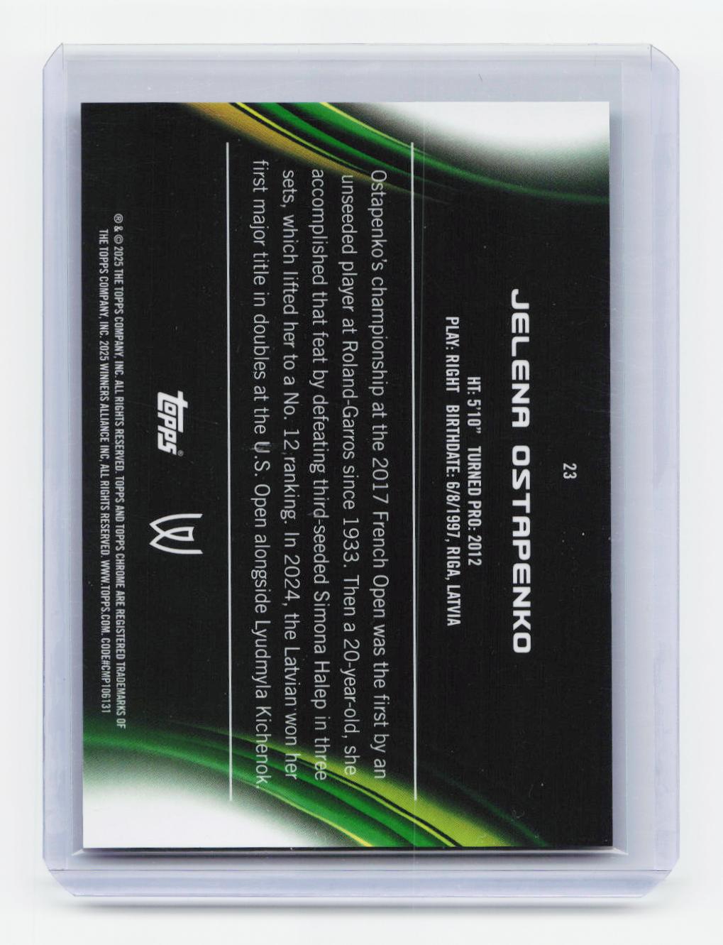 2025 Topps Chrome #23 Jelena Ostapenko Purple/Green Refractor #/125