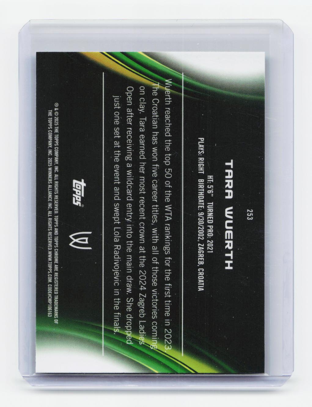 2025 Topps Chrome #253 Tara Wuerth Green Refractor #/99