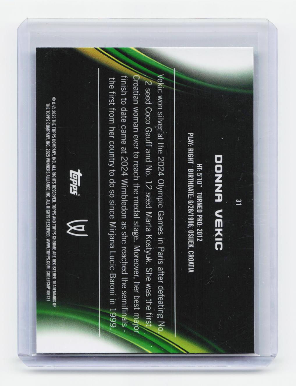 2025 Topps Chrome #31 Donna Vekic Green Refractor #/99