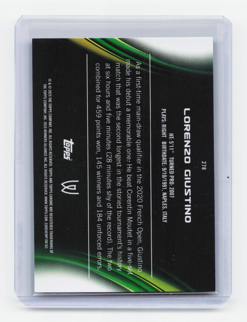 2025 Topps Chrome #278 Lorenzo Giustino Green Refractor #/99