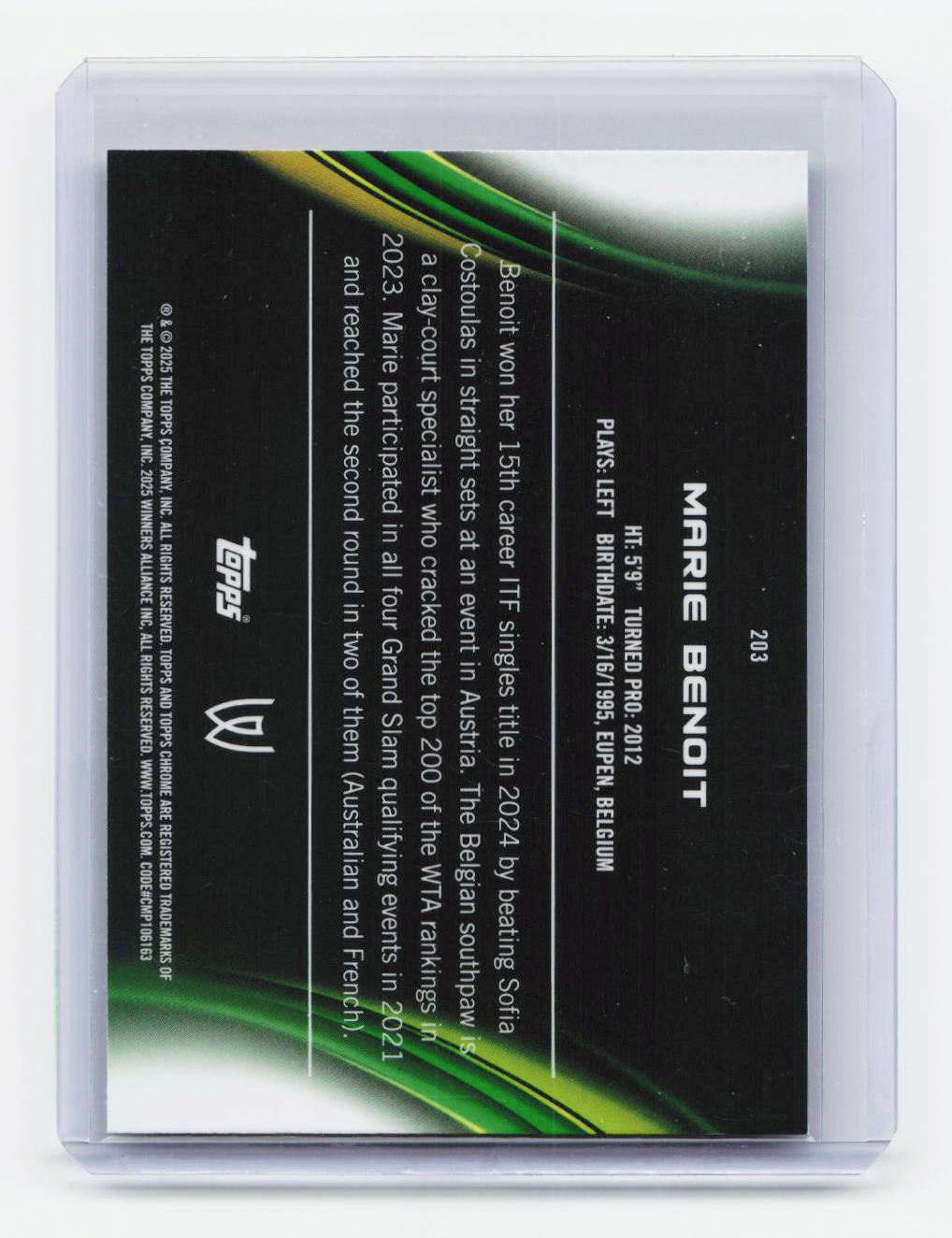 2025 Topps Chrome #203 Marie Benoit Green Refractor #/99