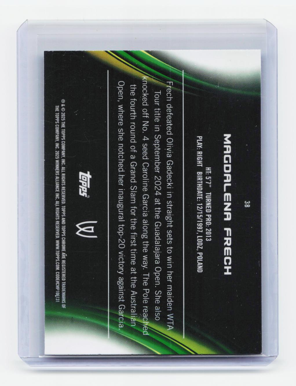 2025 Topps Chrome #38 Magdalena Frech Blue Refractor #/150
