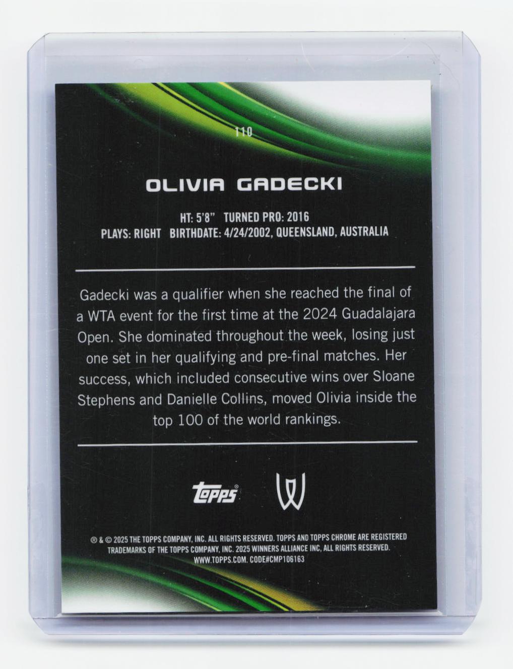 2025 Topps Chrome #110 Olivia Gadecki Blue Refractor #/150
