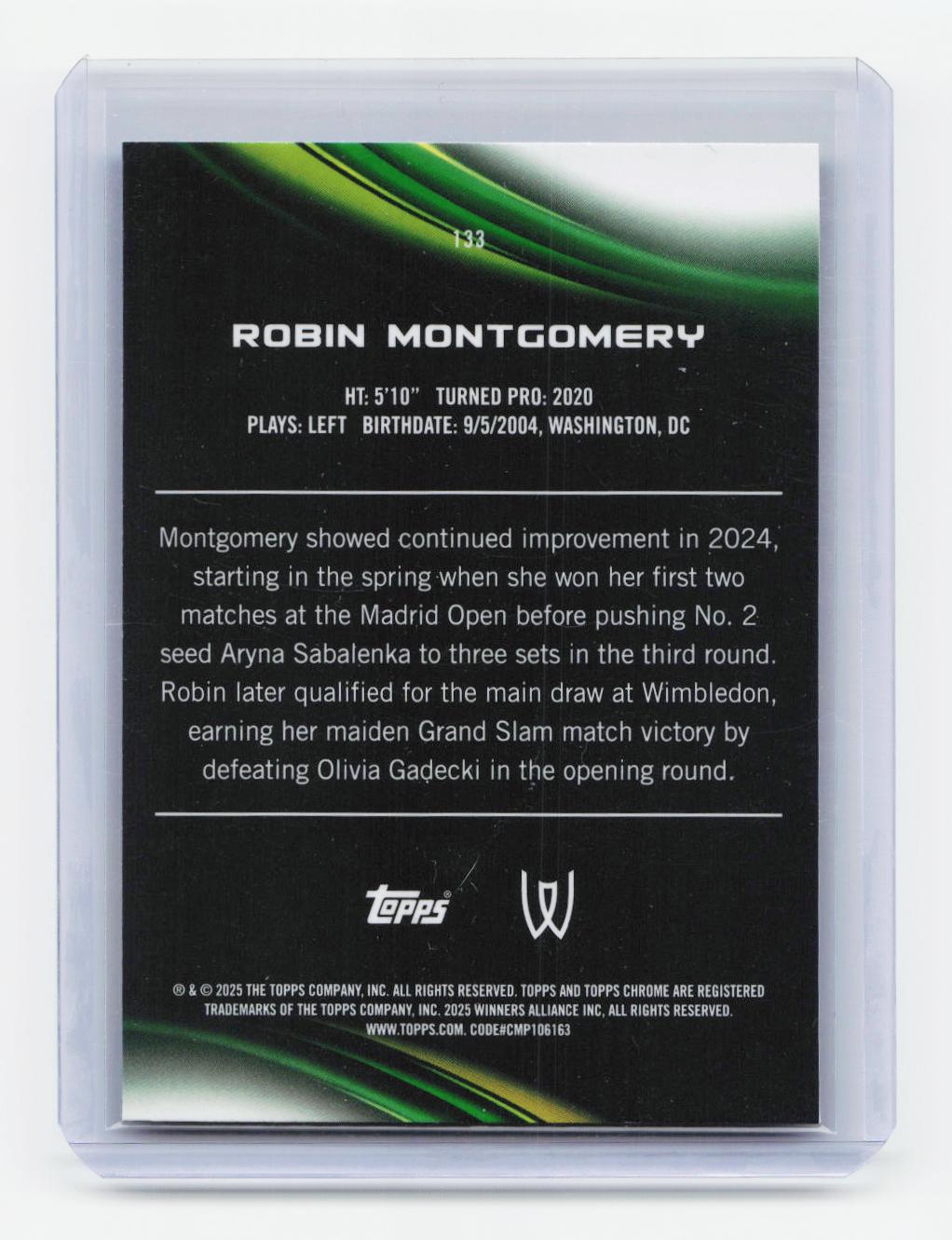 2025 Topps Chrome #133 Robin Montgomery Blue Refractor #/150