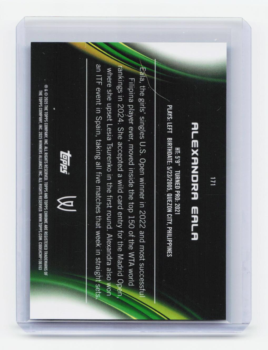 2025 Topps Chrome #171 Alexandra Eala Blue Refractor #/150