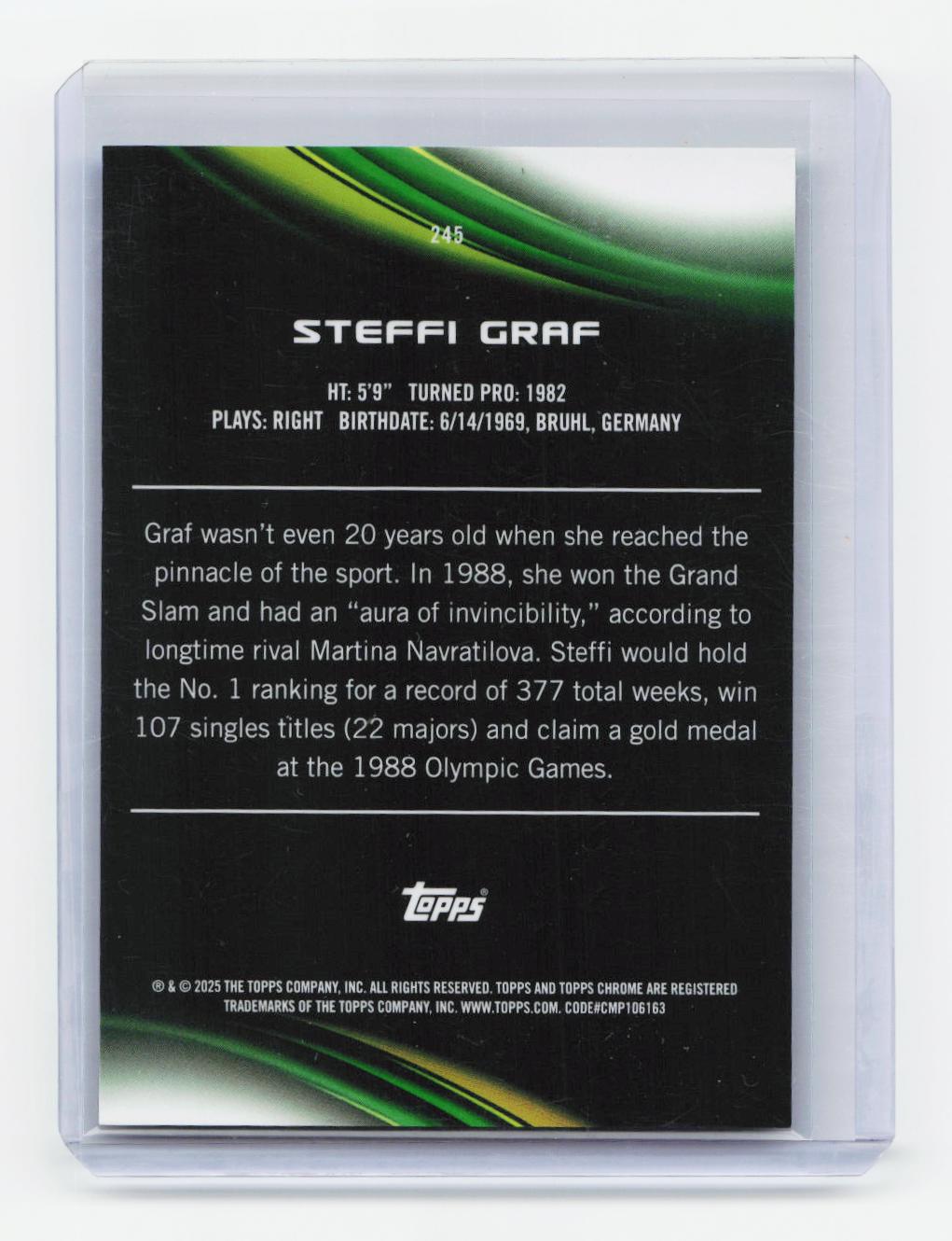 2025 Topps Chrome #245 Steffi Graf Blue Refractor #/150