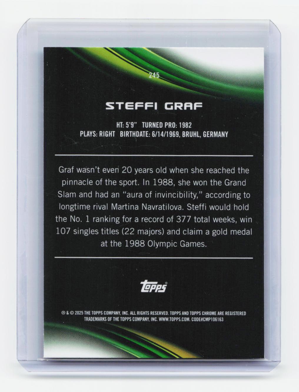 2025 Topps Chrome #245 Steffi Graf Aqua Refractor #/199