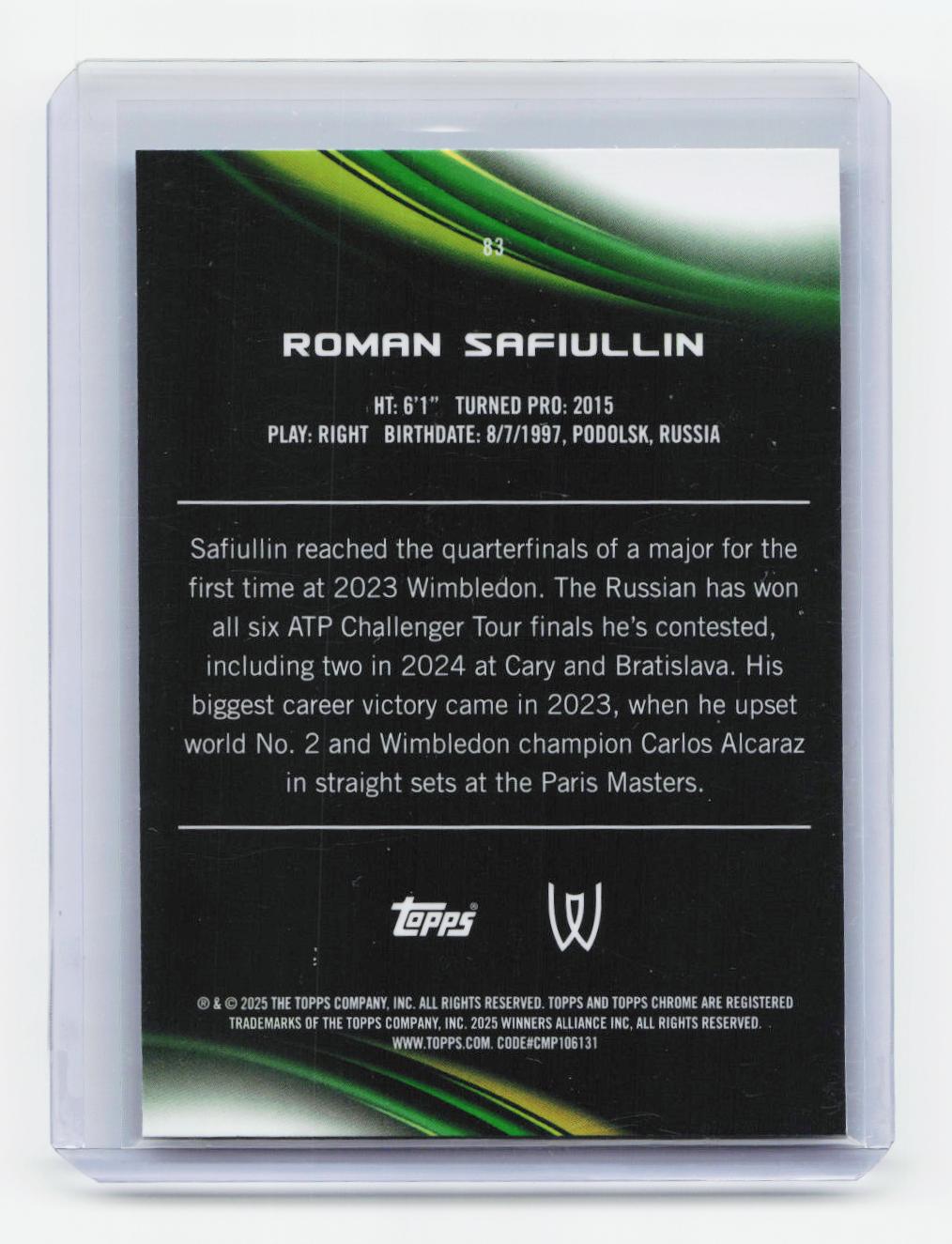 2025 Topps Chrome #83 Roman Safiullin Aqua Refractor #/199