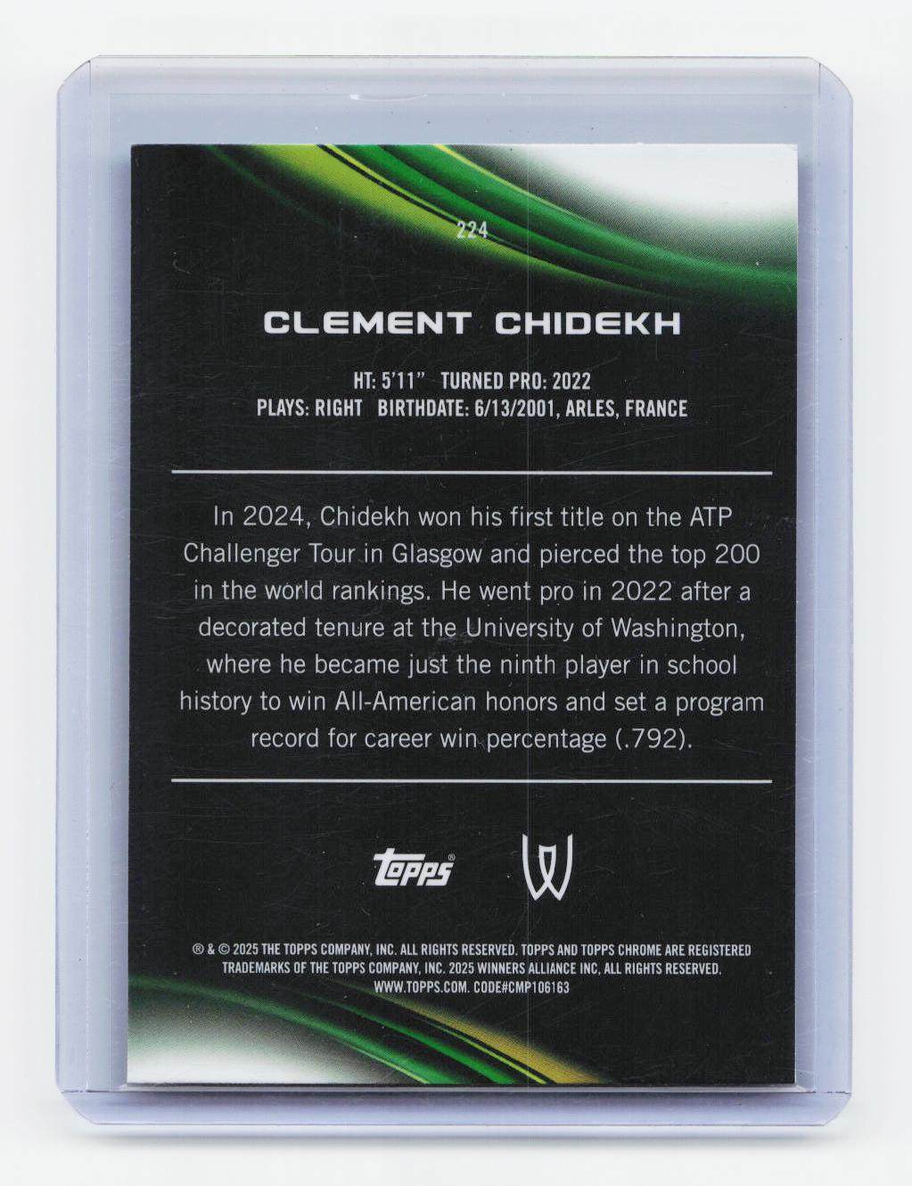 2025 Topps Chrome #224 Clement Chidekh Aqua Refractor #/199