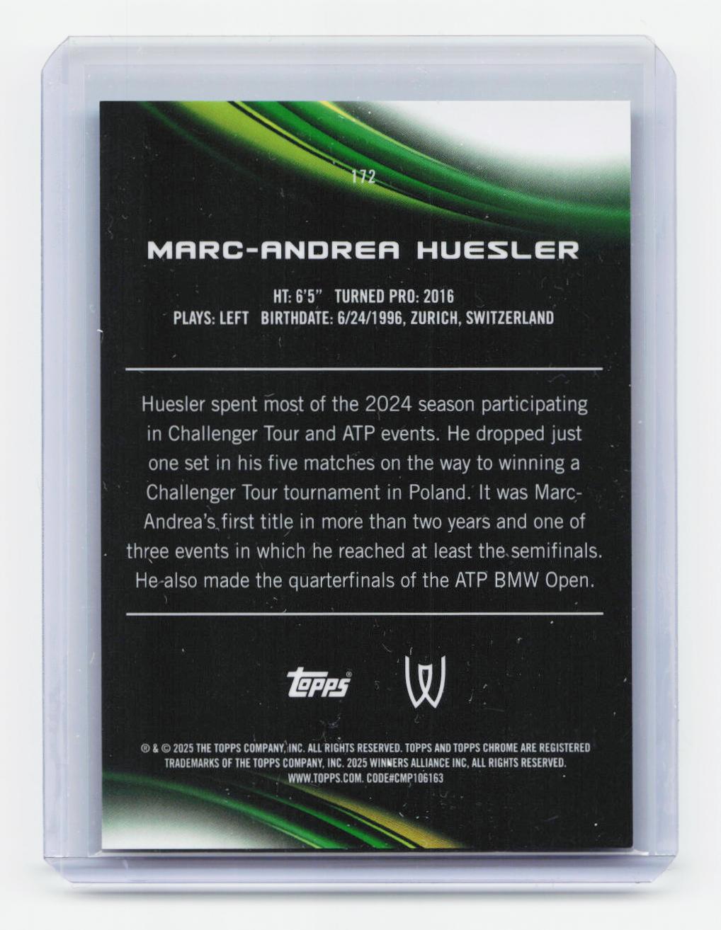 2025 Topps Chrome #172 Marc-Andrea Huesler Aqua Refractor #/199