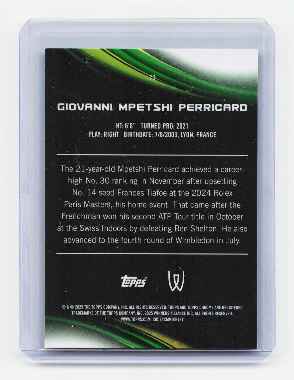 2025 Topps Chrome #73 Giovanni Mpetshi Perricard Aqua Refractor #/199