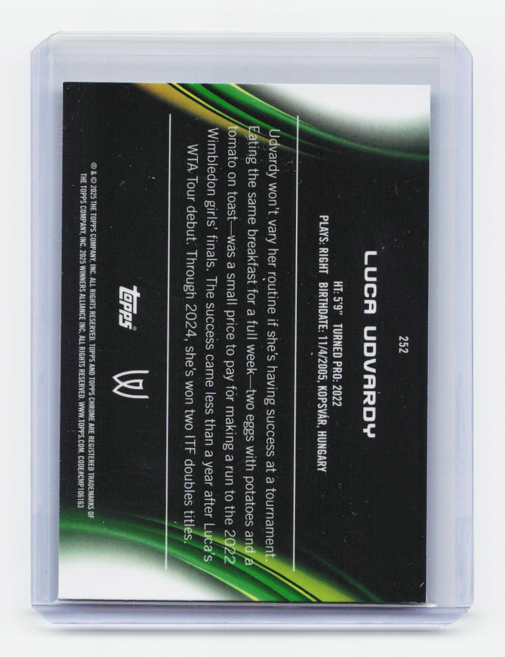 2025 Topps Chrome #252 Luca Udvardy Aqua Refractor #/199