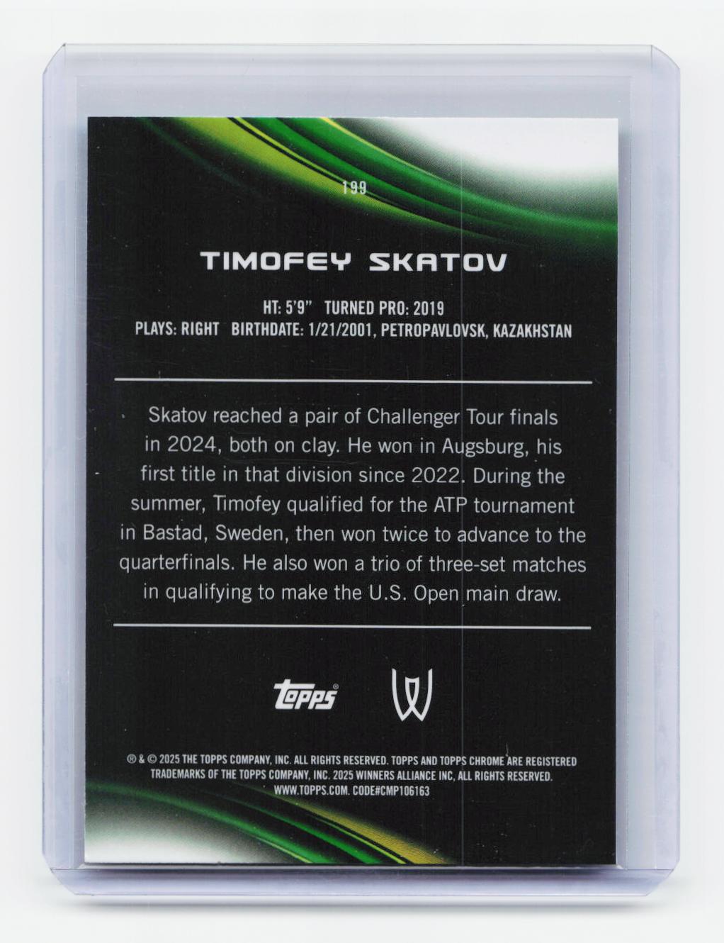2025 Topps Chrome #199 Timofey Skatov Aqua Refractor #/199