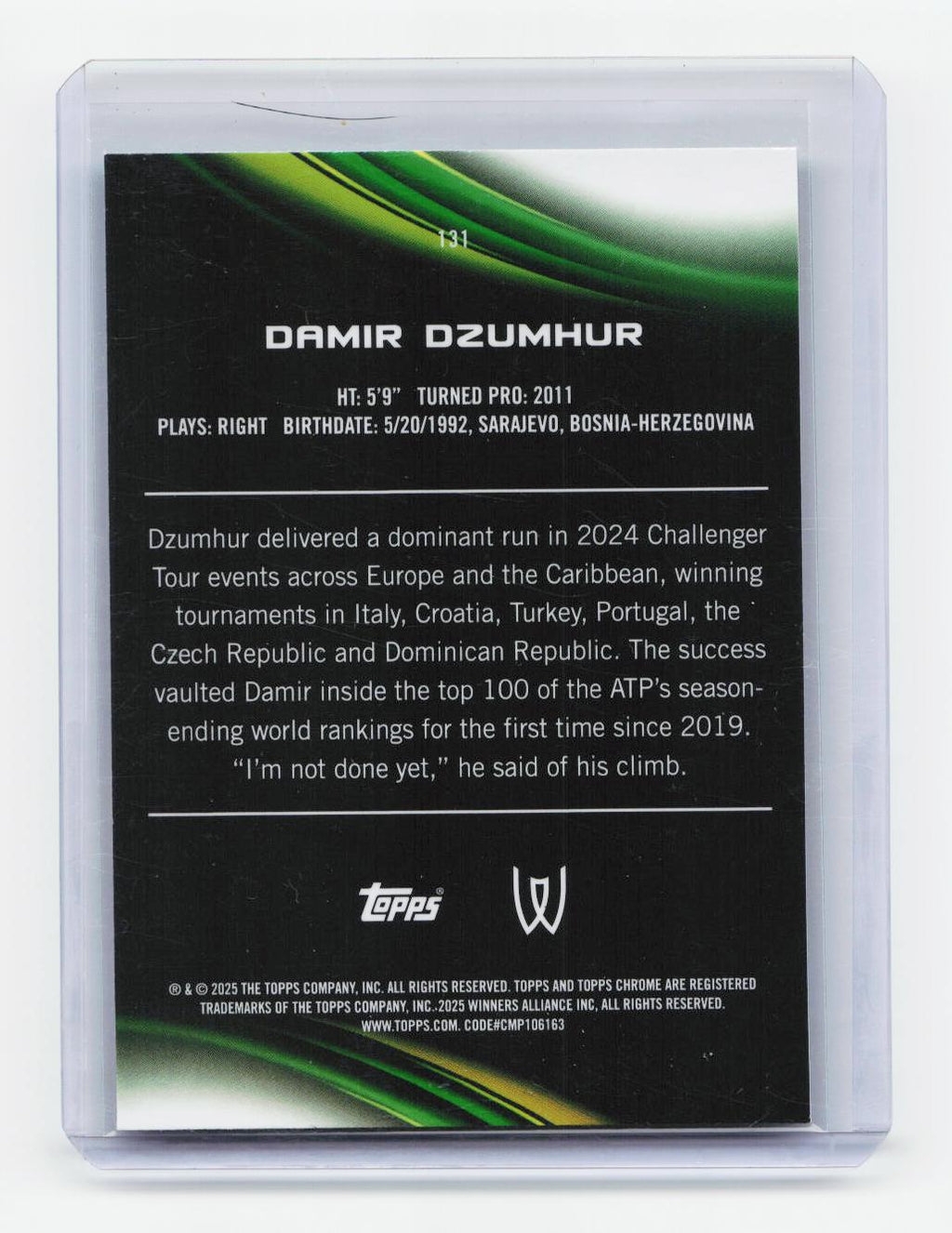 2025 Topps Chrome #131 Damir Dzumhur Aqua Refractor #/199