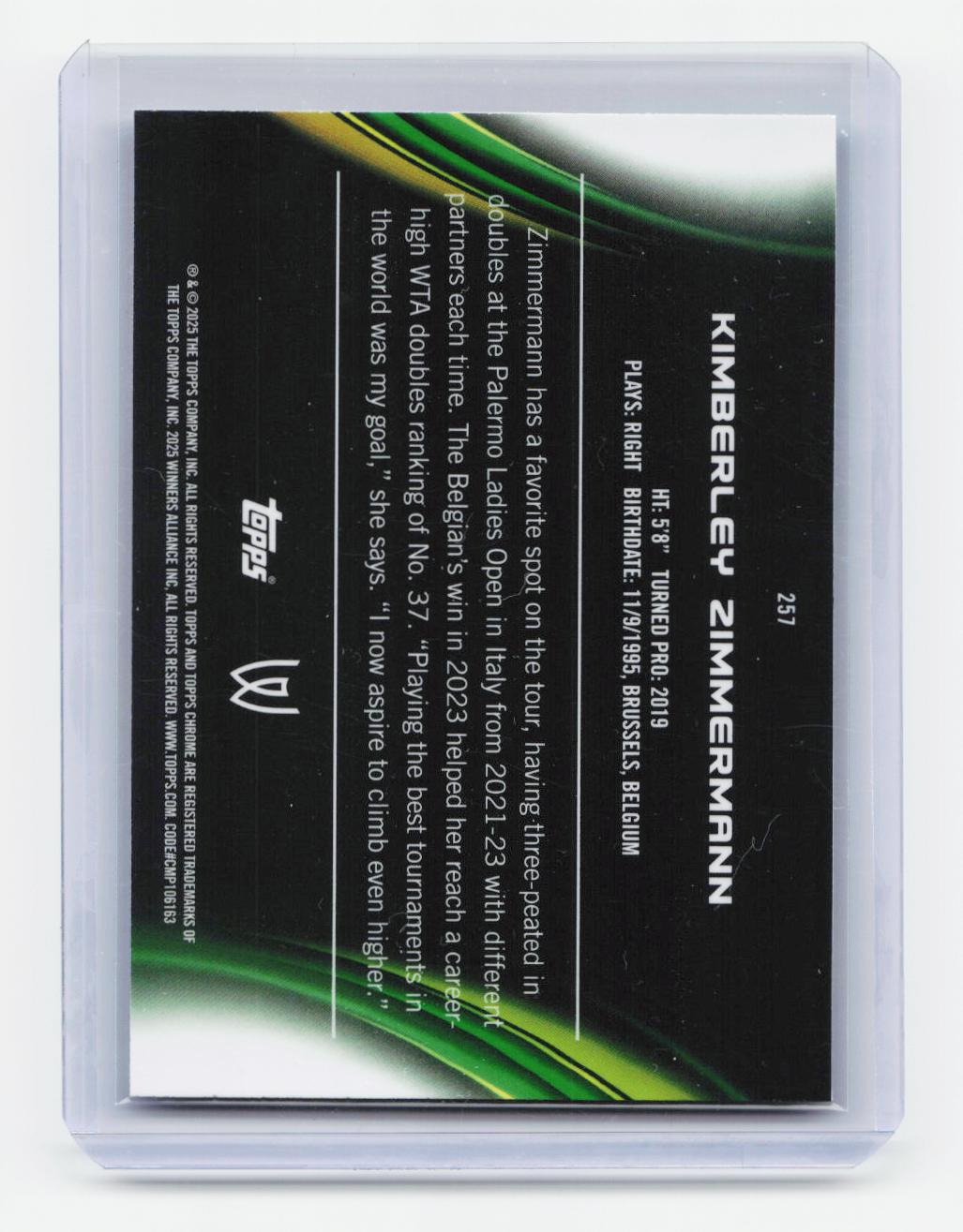 2025 Topps Chrome #257 Kimberley Zimmermann Aqua Refractor #/199