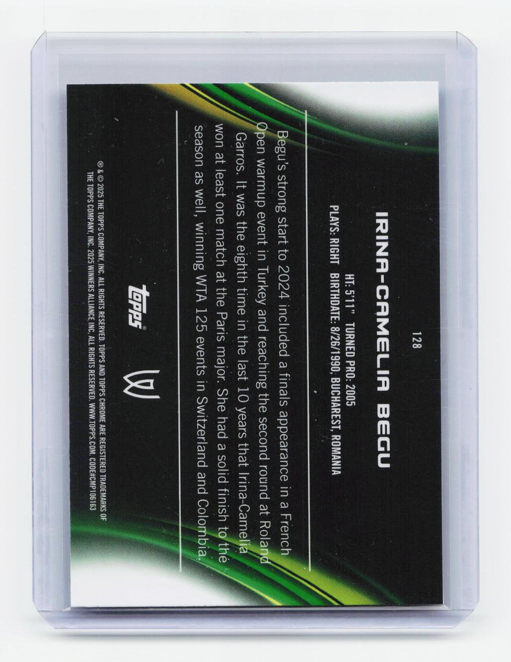 2025 Topps Chrome #128 Irina-Camelia Begu Aqua Refractor #/199