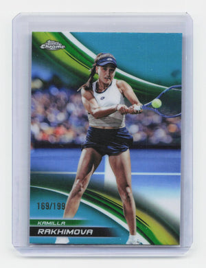 2025 Topps Chrome #85 Kamilla Rakhimova Aqua Refractor #/199