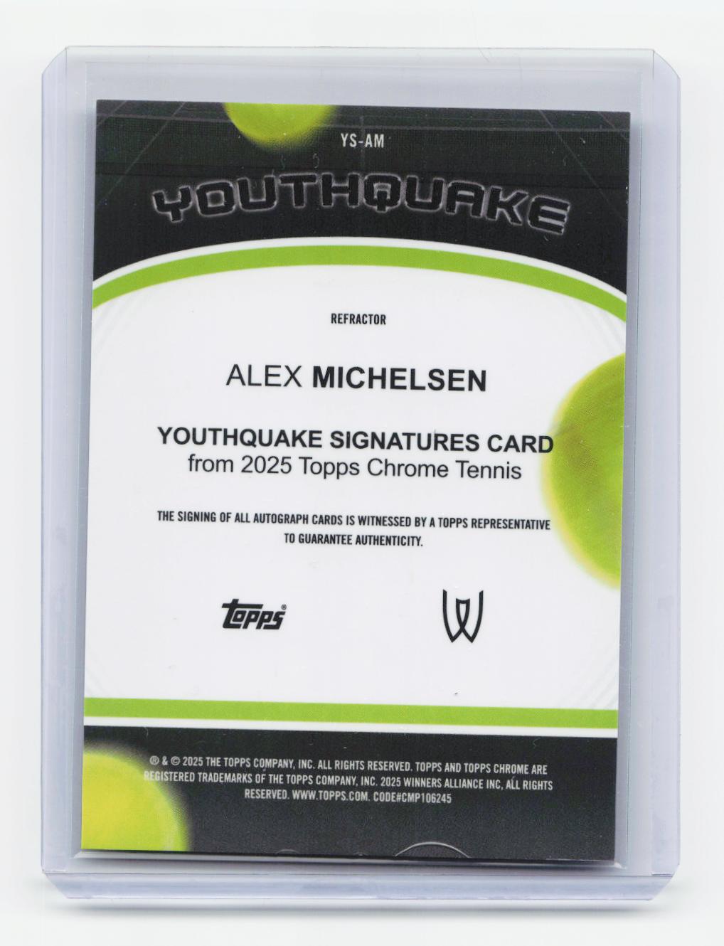 2025 Topps Chrome #YS-AM Alex Michelsen Youthquake Signatures Refractor #/99