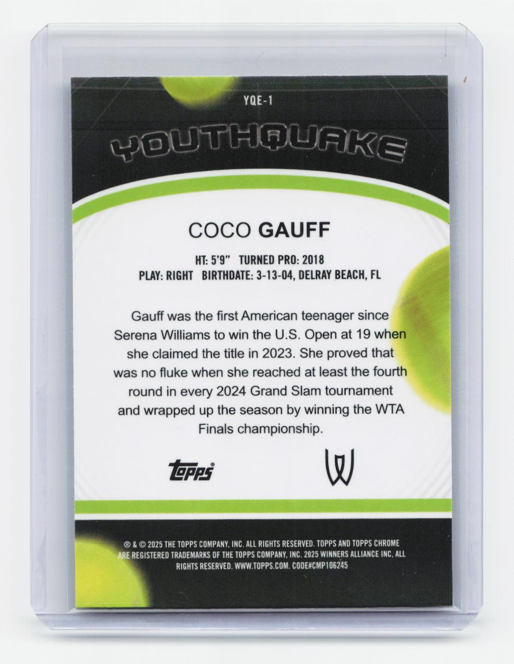 2025 Topps Chrome #YQE-1 Coco Gauff Youthquake Geometric Refractor