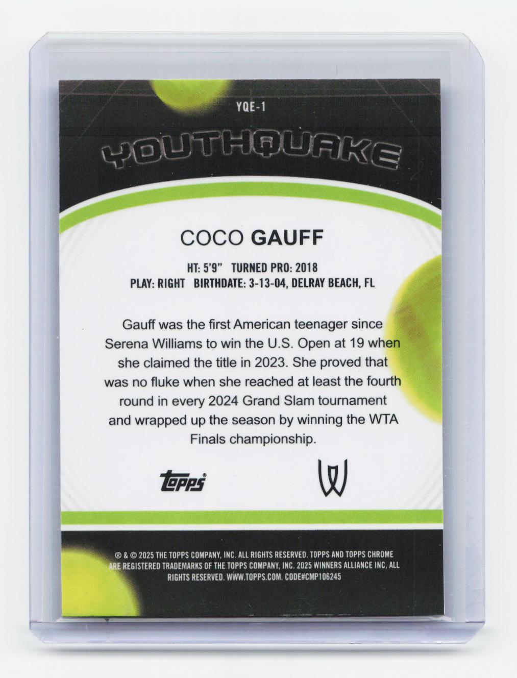 2025 Topps Chrome #YQE-1 Coco Gauff Youthquake