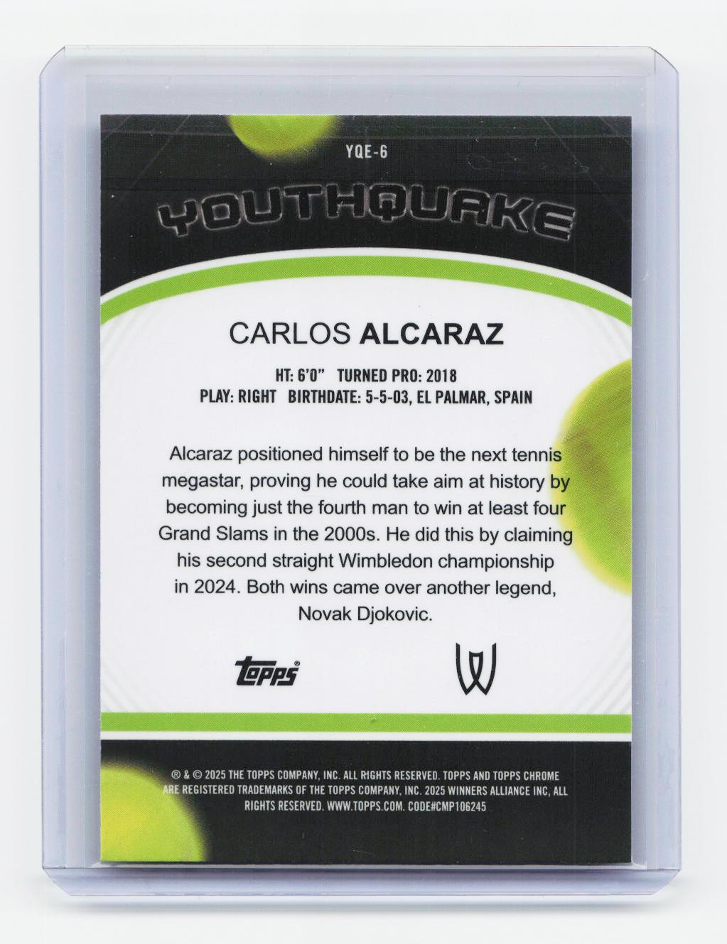 2025 Topps Chrome #YQE-6 Carlos Alcaraz Youthquake