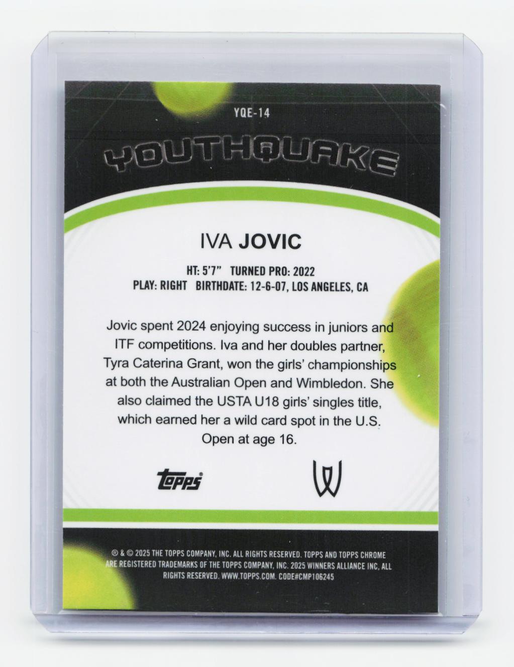 2025 Topps Chrome #YQE-14 Iva Jovic Youthquake