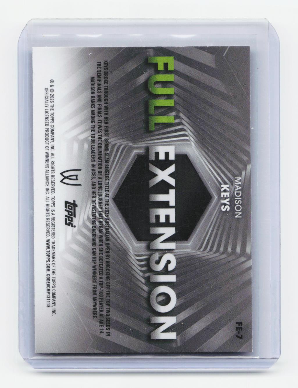 2026 Topps Graphite #FE-7 Madison Keys Full Extension