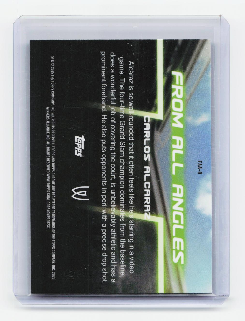 2025 Topps Chrome #FAA-8 Carlos Alcaraz From All Angles