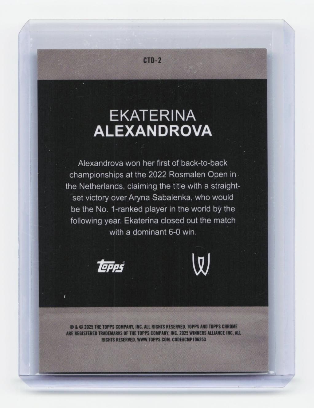 2025 Topps Chrome #CTD-2 Ekaterina Alexandrova Captured Gold Refractor #/50