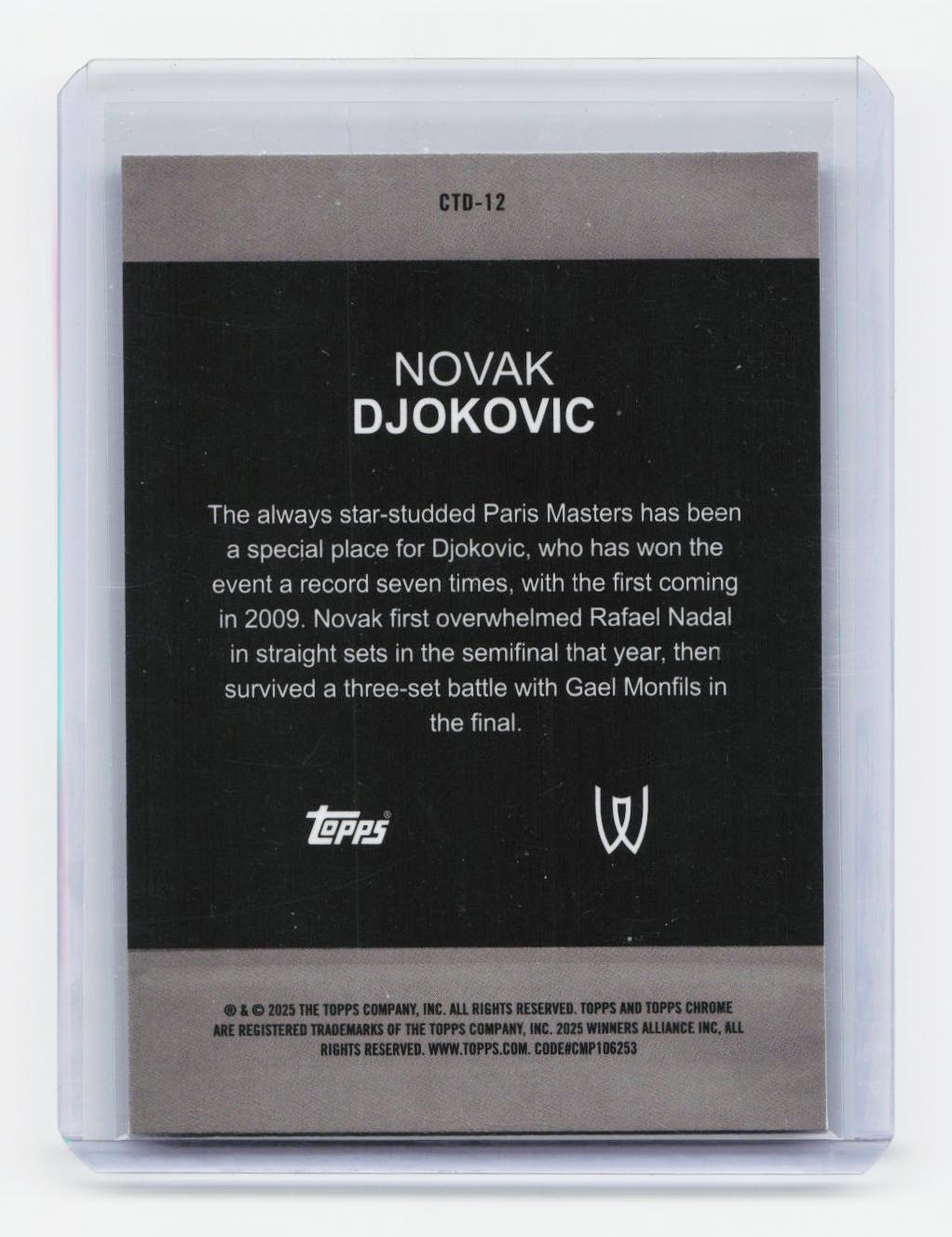 2025 Topps Chrome #CTD-12 Novak Djokovic Captured