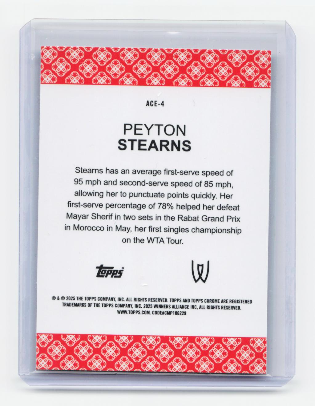 2025 Topps Chrome #ACE-4 Peyton Stearns Aces