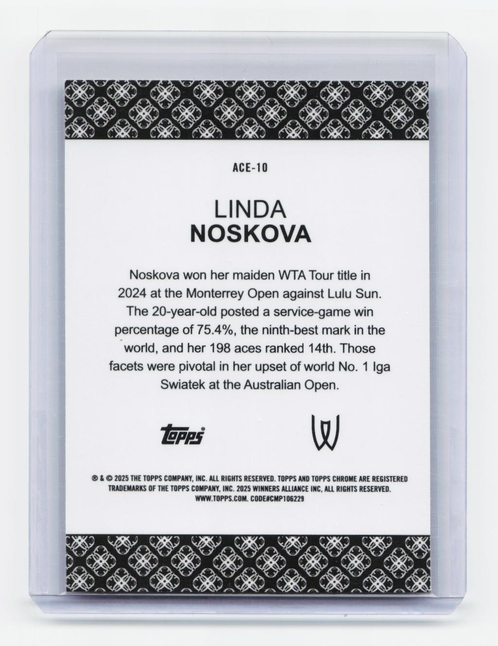 2025 Topps Chrome #ACE-10 Linda Noskova Aces