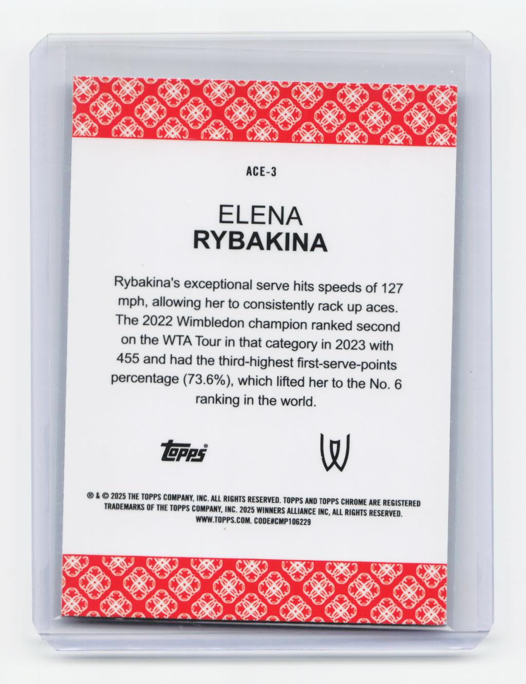 2025 Topps Chrome #ACE-3 Elena Rybakina Aces Geometric Refractor
