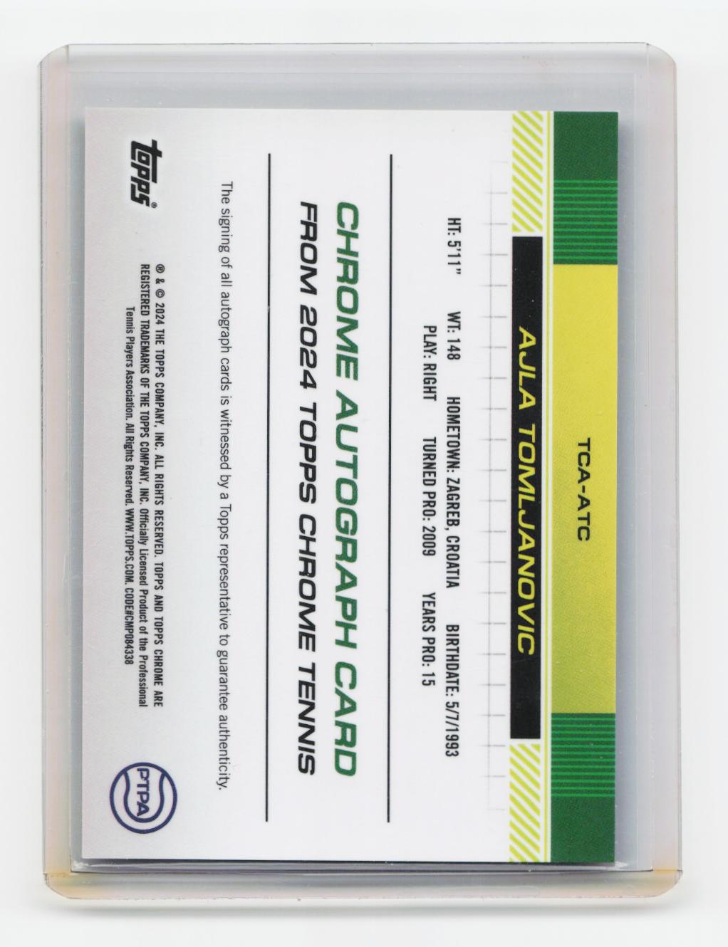 2024 Topps Chrome #TCA-ATC Ajla Tomljanovic Autographs