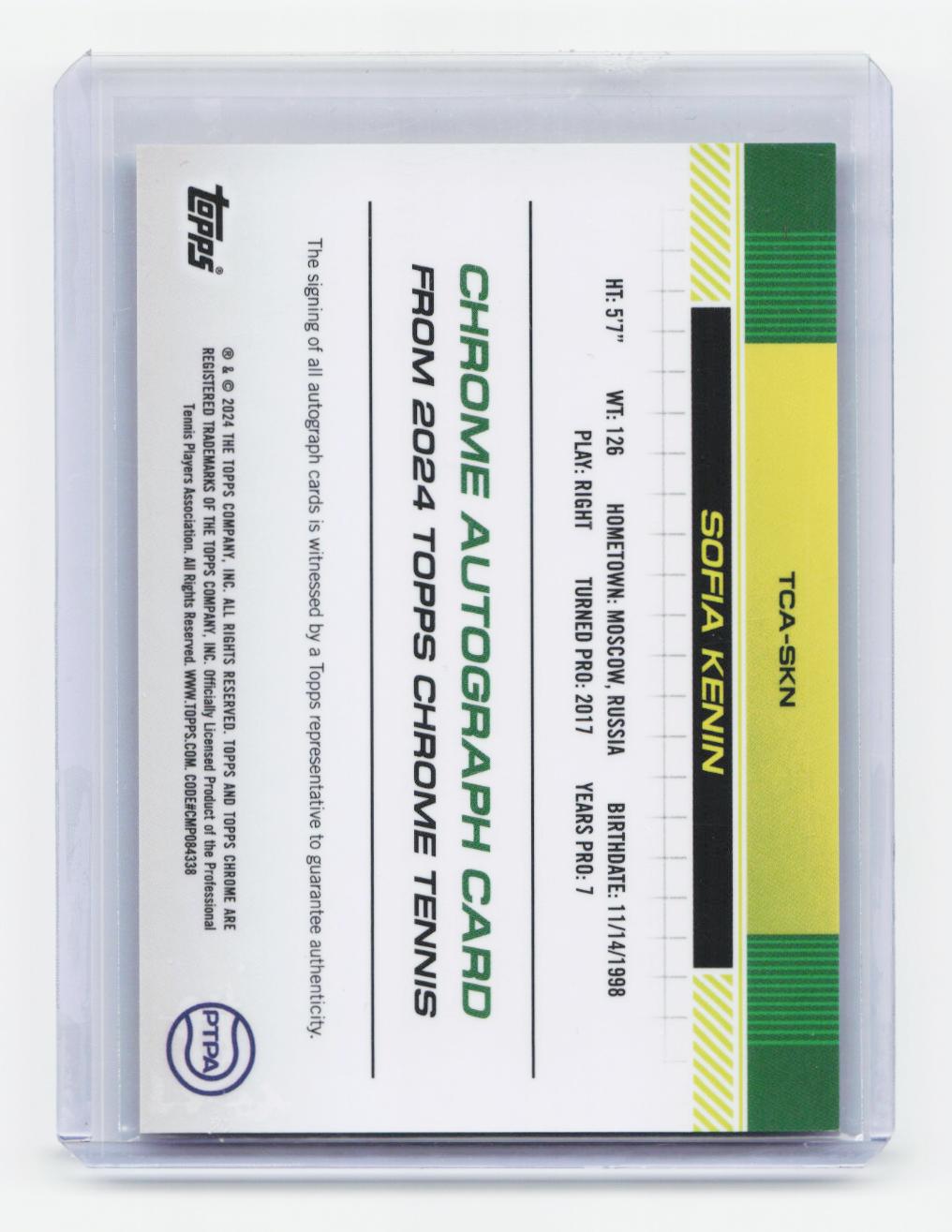 2024 Topps Chrome #TCA-SKN Sofia Kenin Autographs