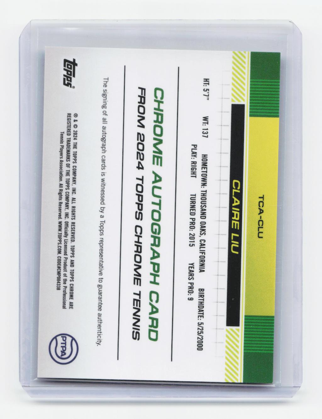 2024 Topps Chrome #TCA-CLU Claire Liu Autographs