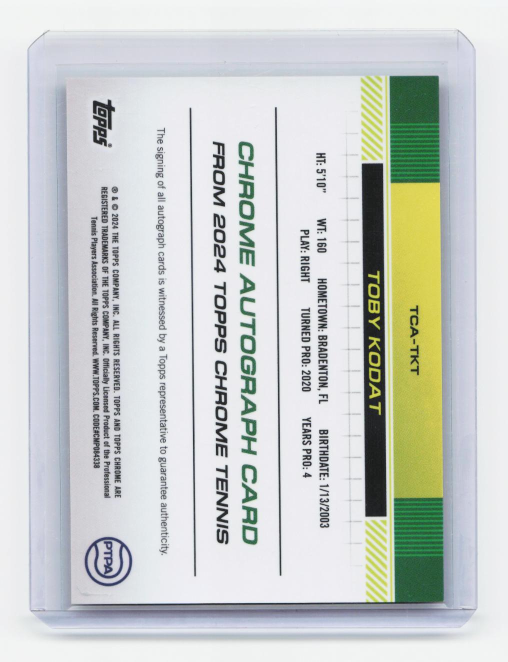 2024 Topps Chrome #TCA-TKT Toby Kodat Autographs Gold Refractor #/50