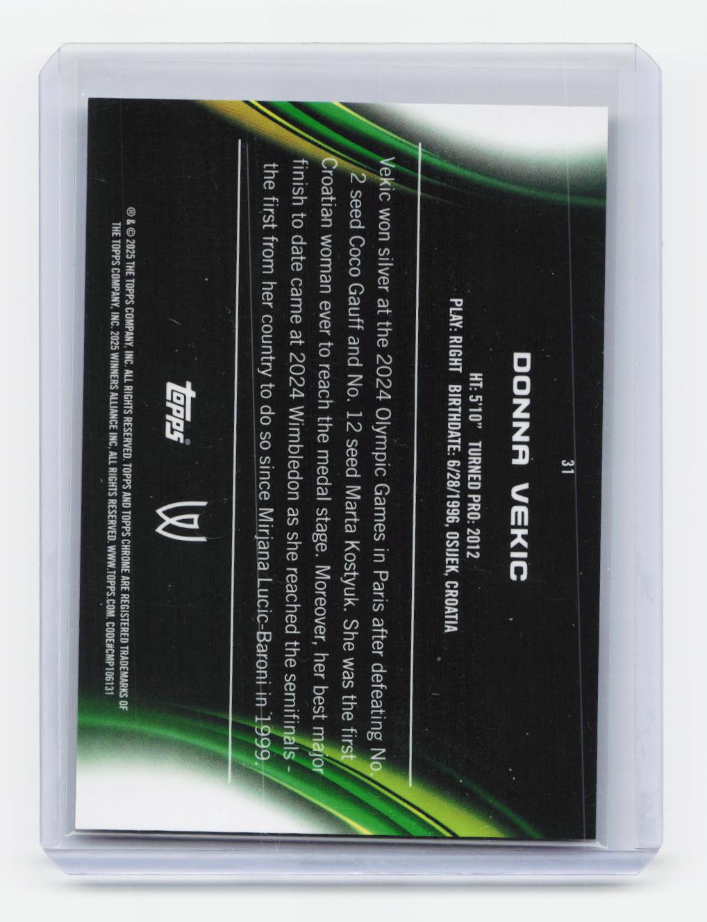 2025 Topps Chrome #31 Donna Vekic Gold Refractor #/50
