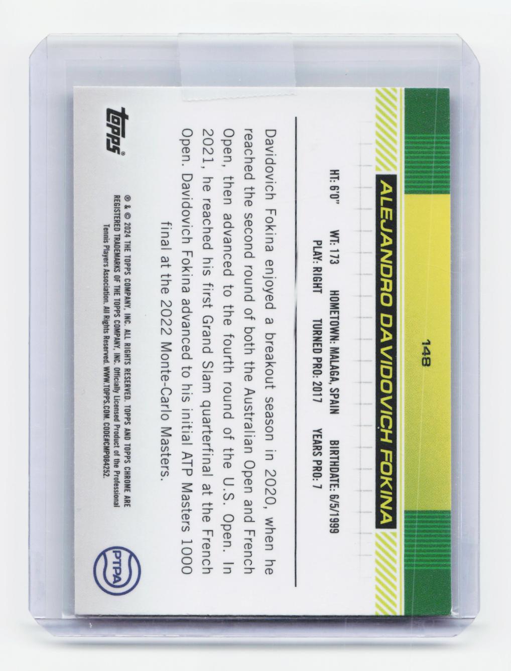 2024 Topps Chrome #148 Alejandro Davidovich Fokina Pink Geometric Refractor #/65