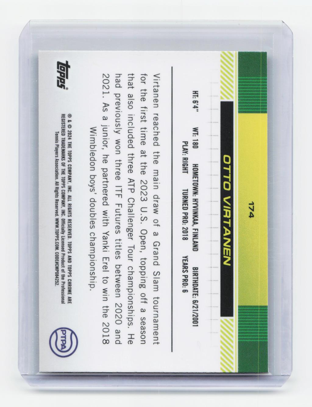 2024 Topps Chrome #174 Otto Virtanen Lime Green Refractor #/299