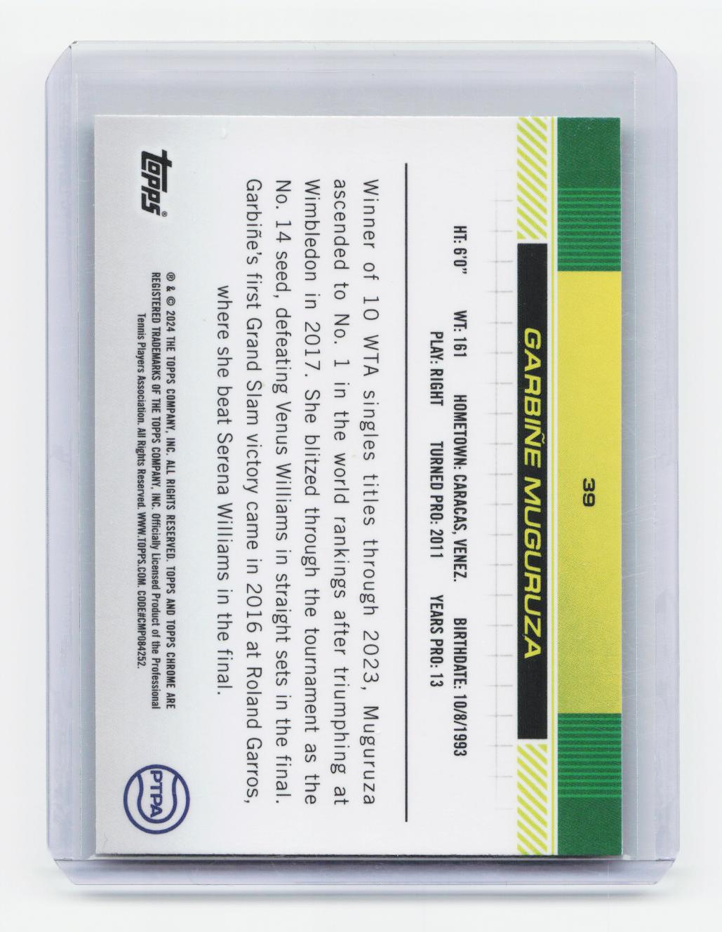 2024 Topps Chrome #39 Garbiñe Muguruza Lime Green Refractor #/299